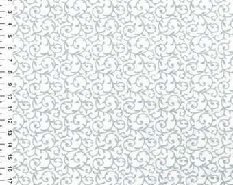 Christmas fabric, fat quarter, silver fabric, John Louden fabric, metallic fabric, fabric swirls, White and silver fabric, Christmas swirls