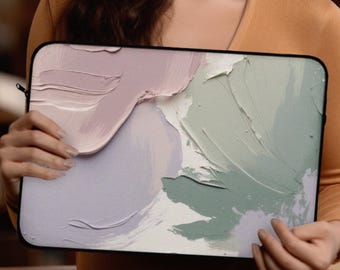 Abstrakcyjny pastelowy pokrowiec na laptopa, różowa szałwia, lawenda, tekstura pędzla, etui na tablety MacBook