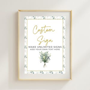 Eucalyptus Baby Shower Custom Signs, Greenery, Customizable, Oh Baby Digital Template, Canva Template, Modern Neutral Baby Shower, Botanical