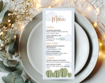 Cowboy Baby Shower Menu & Food Label Cards, Teddy Bear Western Baby Shower Template, Little Cowboy Menu Sign + Tent Cards or Place Cards