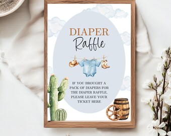 Cowboy Baby Shower Diaper Raffle Sign & Tickets, Teddy Bear Western Baby Shower Template, Little Cowboy Printable, Boy Country Baby Shower