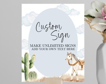 Cowboy Baby Shower Customizable Signs, Teddy Bear Western Baby Shower Template, Digital Download, Country Custom Editable Sign 8x10 & 5x7