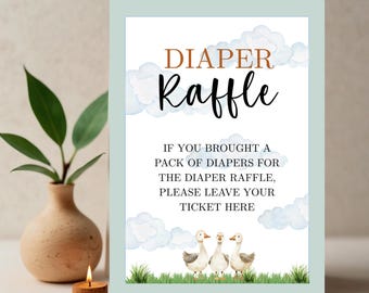 Farm Baby Shower Diaper Raffle Sign & Tickets, A Little Farmer is on the Way, Tractor, Windmill, Barn Animals, Printable Templates