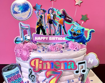 K-Pop Cake Topper Set • Personalized Name & Age • Idol Party Decorations for Birthday Cakes