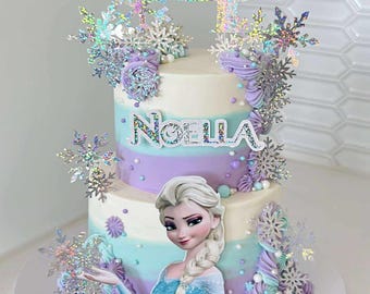Set de Topper de Torta Inspirado en Frozen - Decoraciones Personalizadas de Fiesta Princesa de Hielo