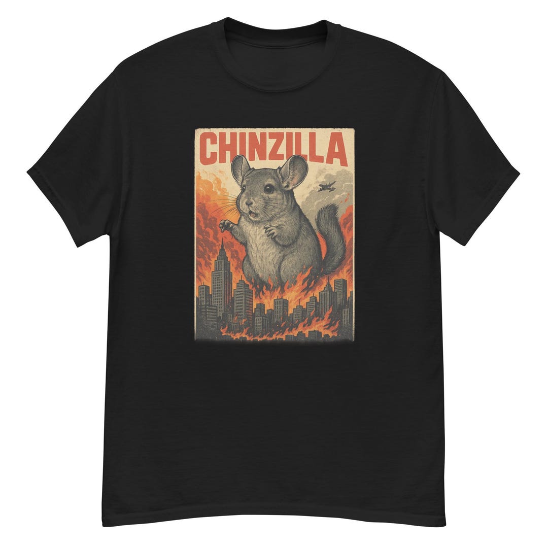 Chinzilla T-shirt, Funny Chinchilla Kaiju Godzilla Parody Tee, Giant ...