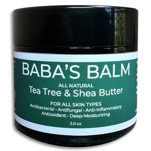 Tea Tree Balm for Acne, Insect Bites, Dry Skin | Natural Shea Butter Salve, Herbal Healing Cream, Handmade Skin Care, Anti Itch Ointment