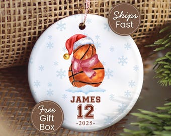 Custom Basketball Snowman Ornament, Personalized Basketball Christmas Ornament for Basketball Player Gifts Ornament Basketball Team Keepsake