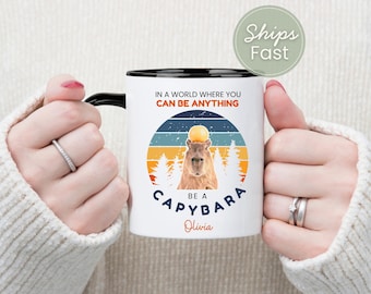 Personalized Capybara Mug Capybara Coffee Cup Gift for Capybara Lover Custom Capybara Ceramic Mug Retro Capybara Mug