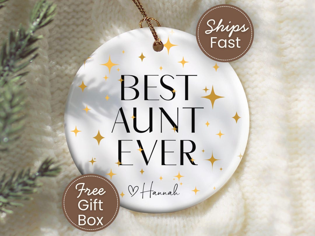 Aunt Gift From Niece or Nephew, Best Aunt Ever Ornament, Personalized ...