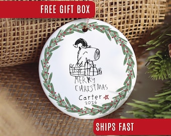 Personalized Kids Art Ornament, Custom Drawing Keepsake, Look What I Made Ornament, Family Christmas Ornament, Doodle Gift for Grandma