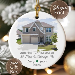 Personalized New Home Photo Ornament 2025 Custom First Christmas at Our New House Ornament Home Picture Keepsake & Realtor Closing Gift