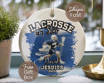 Lacrosse Ornament Custom Photo Lacrosse Christmas Ornament Personalized Lacrosse Ornament Lacrosse Player Ornament Lacrosse Team Keepsake