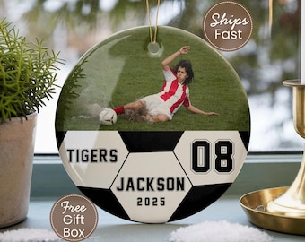 Custom Photo Soccer Ornament, Personalized Soccer Photo Christmas Ornament for Soccer Player Ornament for Soccer Xmas Photo Keepsake
