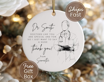 Doctor Thank You Ornament, Custom Doctor Appreciation Ornament Personalized Gifts for Doctor Thank You Medical Doctor Gift