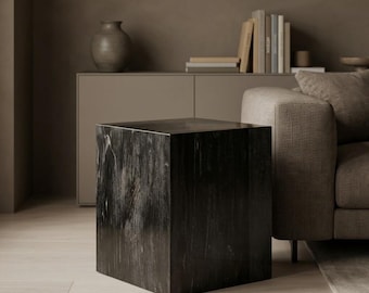 Handcrafted Petrified Wood Stool, Rustic Side Table, Natural Home Decor | Natural Stone Accent Stool