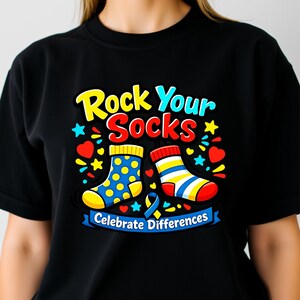 T-shirt Rock Your Socks, Célébrez les différences trisomiques Dernier cadeau Top Support T-shirt unisexe pour enfants