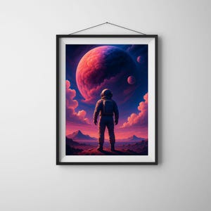 Cosmic Adventure Poster, Space Art Print, Astronaut Wall Decor, Home Office Decoration, Gifts for Space Lovers, Unique Art Piece