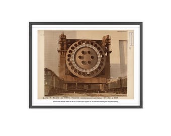 Póster desclasificado del cohete soviético N1 • Presentación en 1969 desde la planta de ensamblaje • Fotografía de archivo de la URSS (rara) • Impresión espacial enmarcada