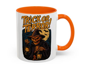 Coffee Lover Halloween Mug - Trick or Terror Skeleton Cup