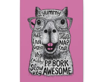 Words of Floof - Capybara Wall Art