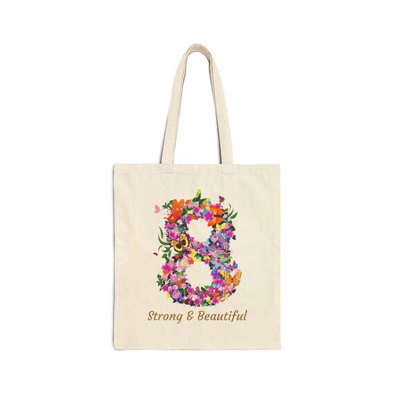 Personalized 8 March Tote Bag Butterflies Flowers Wreath Womens Day Gift Custom Name