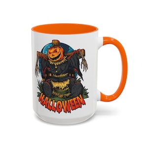 Halloween Pumpkin Head Scarecrow, Perfect for Spooky Seasons, Fall Decor, Gift for Halloween Lovers, Coffee Lovers