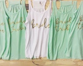 Bridal Party réservoirs - personnalisé avant - parfait pour bachelorette parties et mariée parti