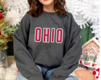 Ohio State Outline Crewneck Sweatshirt | Ohio Map Graphic