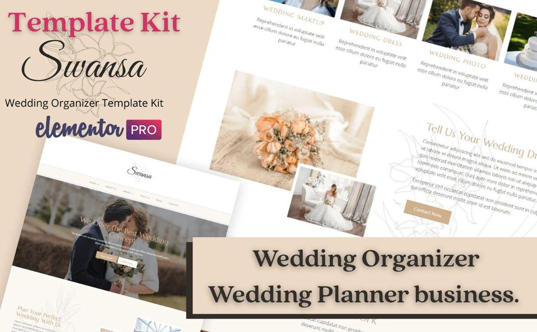 Wedding Planner Website Template Elementor, Luxury Wordpress Etsy