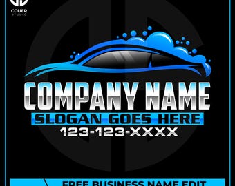 Car Wash Business Logo Design, Auto Detailing Logo, Mobile Detailing Logo, Car Cleaning Service Logo, Pressure Washing Company Logos Svg Png