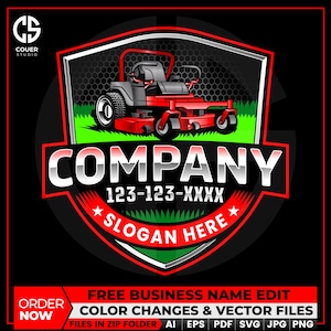 Zero Turn Mower Lawn Care Logo, Landscaping Logo, Lawn Maintenance Logo, Gardening Logo, Lawn Mowing Logo, Grass Logo, Lawn Services Logo