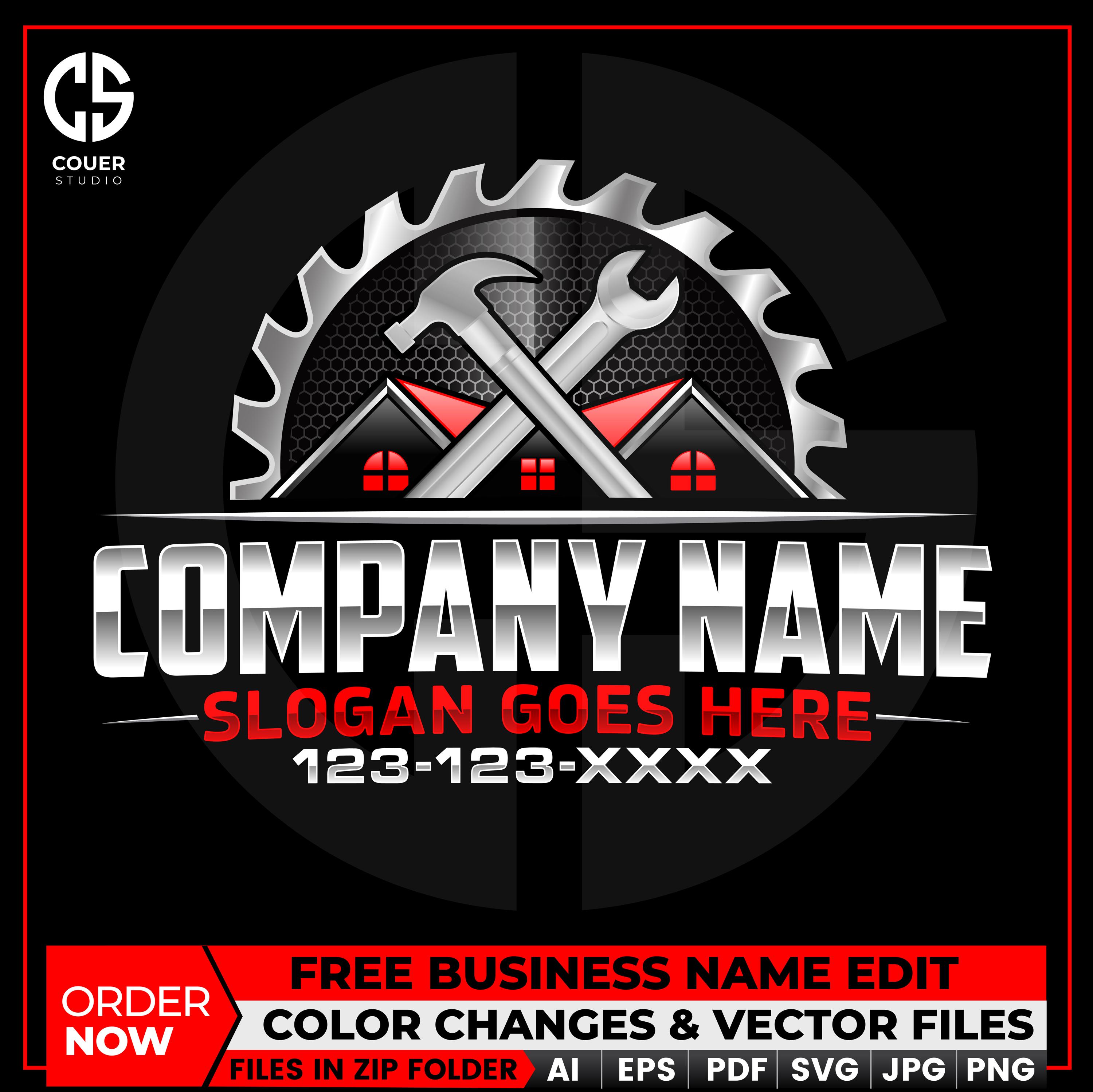 Construction Logo | Custom Contractor, Handyman, Roofing, Remodeling ...