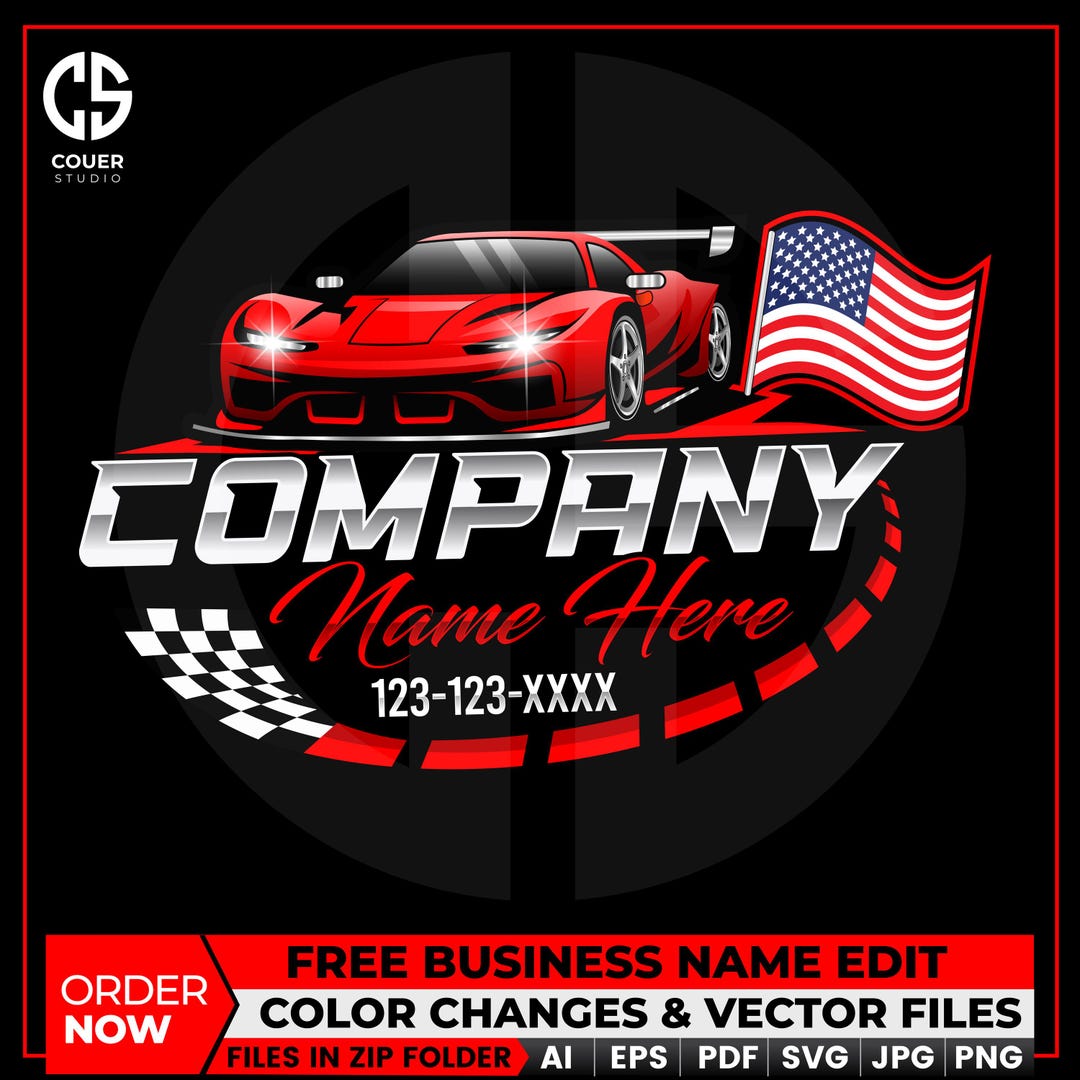 Racing Car Logo | Custom Sports Car, Auto Repair, Performance Garage ...