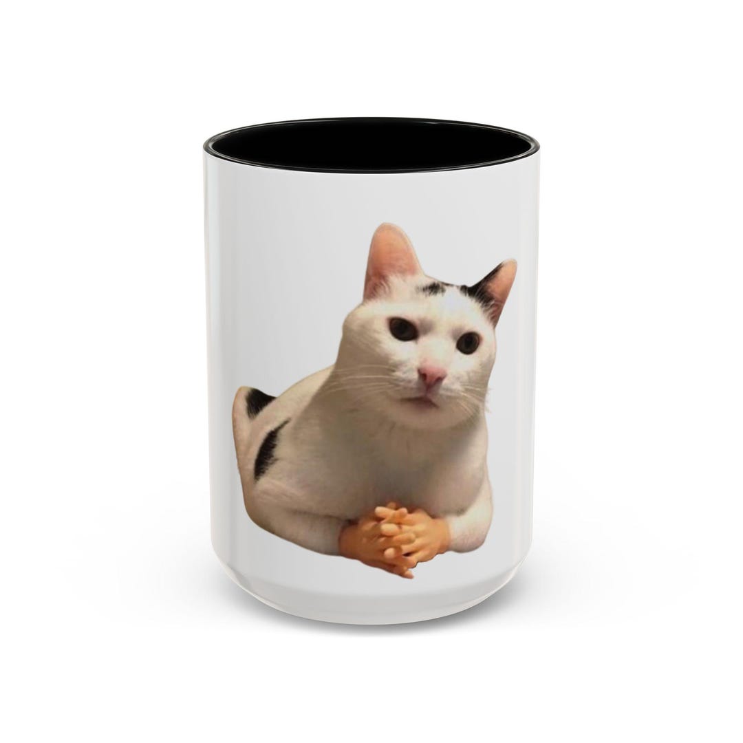 Meme Cat Coffee Mug Goofy Cat Face Cup Etsy