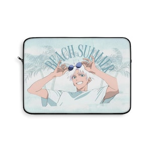 Gojo Satoru Laptop Sleeve, Stylish JJK Laptop Case for Summer Vibes, Gift for Students, Beach Lovers, Tech Accessory, Vacation Decor