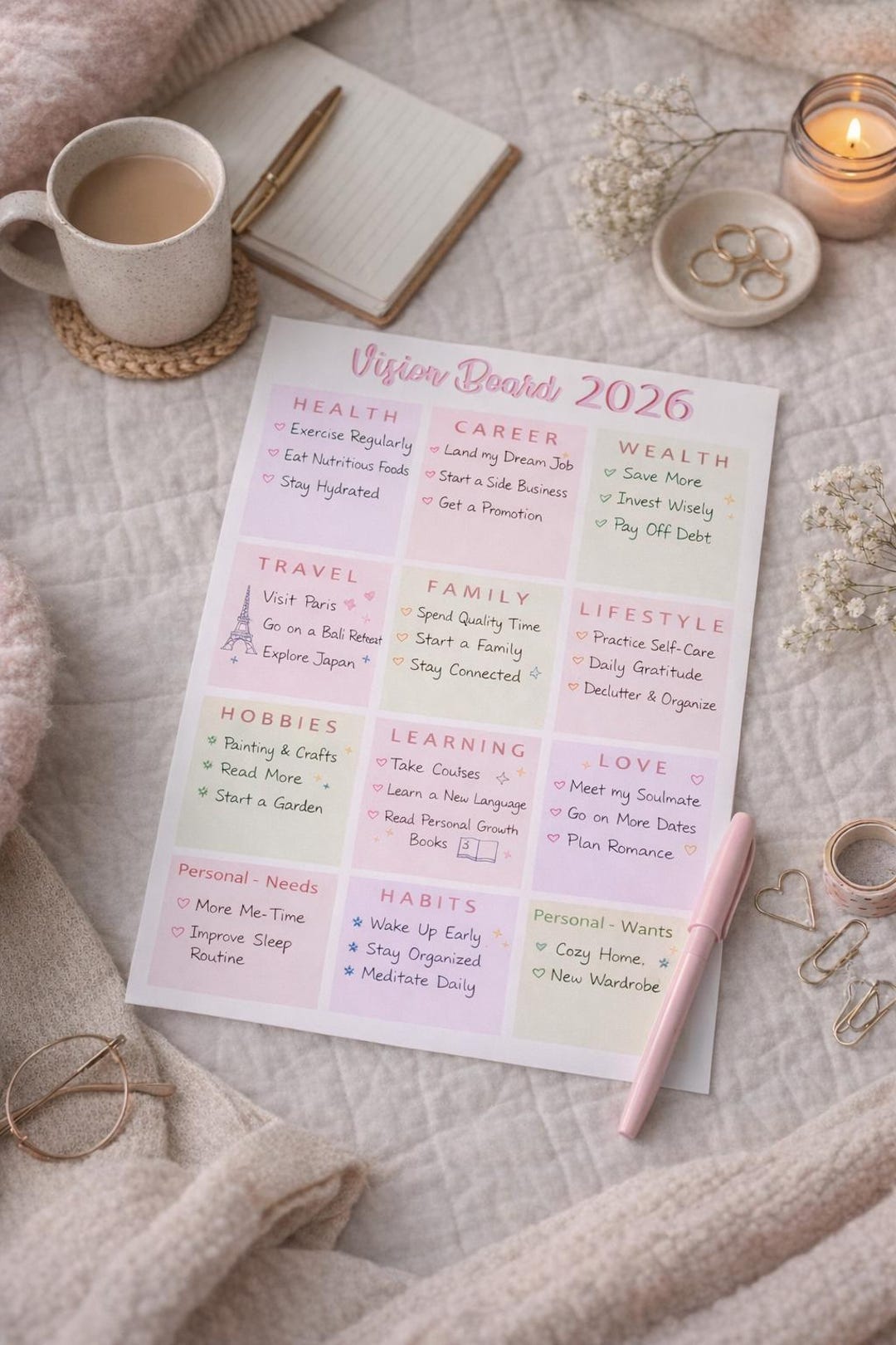 2026 Vision Board Template | Printable Goal Planner (digital Download ...