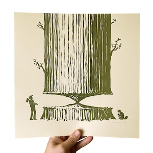 Old Friend Letterpress Art Print Fall Lumberjack Beaver Redwood