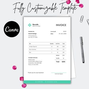 Simple Business Invoice Template | Editable Invoice Canva Template | Business Invoice Design | Printable Invoice Template for Small Business