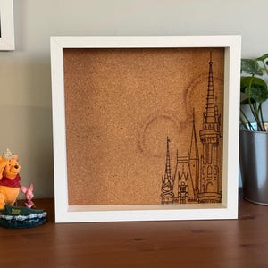 Magical Castle, Disney Pin Display Board, Laser Engraved Cork Board, 9.25" Square