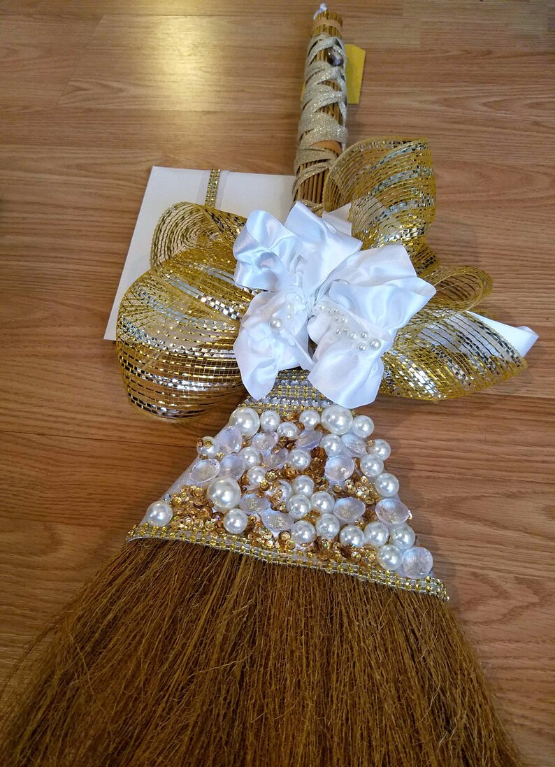 Diamond and Pearls Wedding Broom image 2