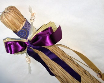 Regal Purple and Gold Wedding Broom