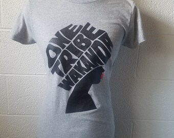 One Tribe Wakanda Red Lip Afro Heather Gray Baby-T