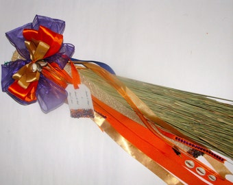 Festive Orange, Gold and Purple Jumping Broom