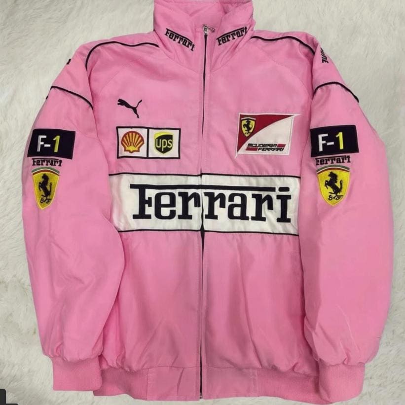 Ferrari フェラーリ レザージャケット 未使用 M ピンク×ホワイト Pink Ferrari Leather Jacket Limited Edition F1 Drop – Exotix