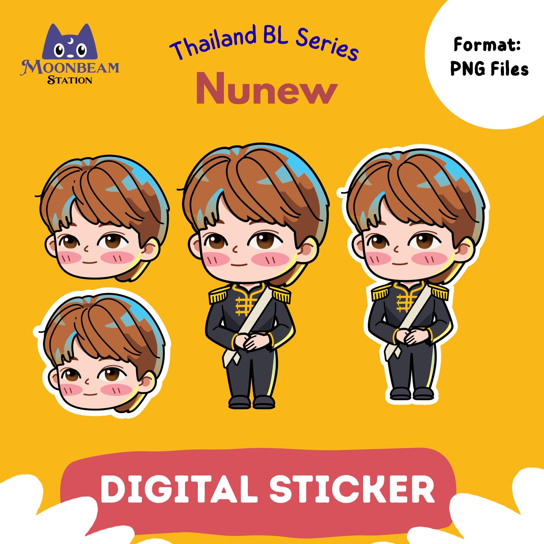Zeenunew My Next Prince Digital Stickers | Thai BL Series Fanart