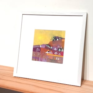 Framed Original Painting, Contemporary Winter Sun Treescape One of a kind Acrylic/mixed media by Giuliana Lazzerini image 2