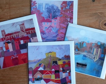 Set of 4 York Artist Cards reproduced from original paintings blank inside for your message