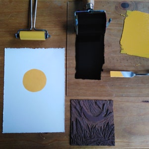 Sun Jumping Hare Linocut Spring Rabbit, Original Printmaking Art Hand ...