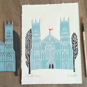 Linoleografia della Cattedrale di York, Inghilterra, Yorkshire, Regno Unito, Architettura medievale